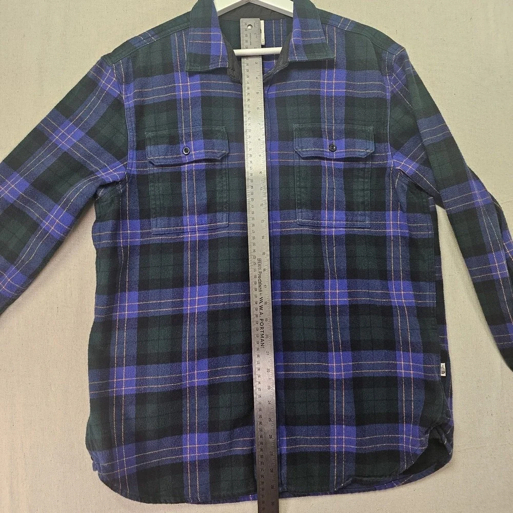 The North Face Arroyo Men's Large Bluish Purple Green Gold Plaid Flannel Shacket